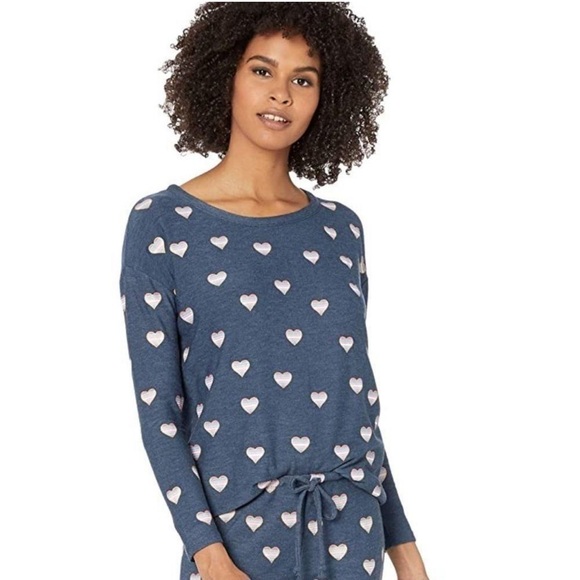 Chaser Classic Navy Beach Hearts Pullover Sweatshirt - Picture 7 of 7